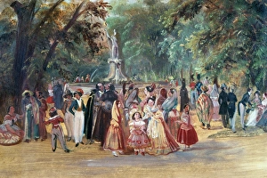 Fountain in Alameda Park, Mexico City. Oil on cardboard, 1833, by Johann Moritz Rugendas Fountain in Alameda Park, Mexico City. Oil on cardboard, 1833, by Johann Moritz Rugendas