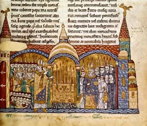 FRANCE: CLUNY, 1095. Left: While on his way to Clermont, France, to proclaim the