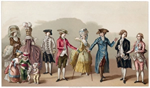 FRANCE: FASHION, c1730. Men's fashions in France, c1730. Chromolithograph, c1875 FRANCE: FASHION, c1730. Men's fashions in France, c1730. Chromolithograph, c1875