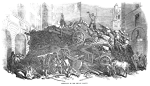 1848 French Revolution Print: Rue St. Martin Barricade. Art