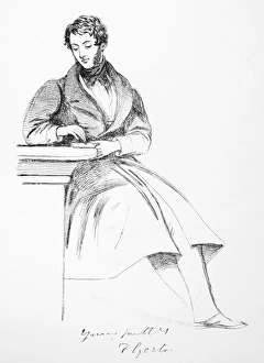 FRANCIS EGERTON (1800-1857). First Earl of Ellesmere. English statesman and author. Drawing, c1835, by Daniel Maclise FRANCIS EGERTON (1800-1857). First Earl of Ellesmere. English statesman and author. Drawing, c1835, by Daniel Maclise