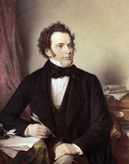FRANZ SCHUBERT (1797-1828). Austrian composer. Oil, 1875, by W.A. Rieder FRANZ SCHUBERT (1797-1828). Austrian composer. Oil, 1875, by W.A. Rieder