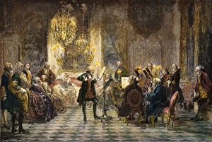 FREDERICK II OF PRUSSIA (Frederick the Great) leading a chamber concert at Sans Souci FREDERICK II OF PRUSSIA (Frederick the Great) leading a chamber concert at Sans Souci