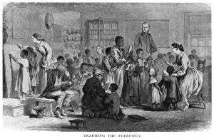 FREEDMEN'S SCHOOL, 1865. A freedmens school in Memphis, Tennessee. Wood engraving FREEDMEN'S SCHOOL, 1865. A freedmens school in Memphis, Tennessee. Wood engraving