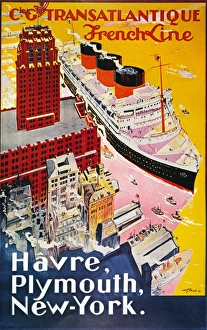 <b class=qtipBold><figcaption>French Line steamship poster, 1930s</figcaption></b><br>STEAMSHIP POSTER, 1930s. French Line steamship poster, 1930s.<br><em>© none</em> French Line steamship poster, 1930s