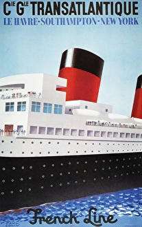 <b class=qtipBold><figcaption>French Line steamship poster, 1949</figcaption></b><br>TRAVEL POSTER, 1949. French Line steamship poster, 1949.<br><em>© none</em> French Line steamship poster, 1949