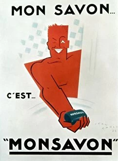 Soap Gallery: FRENCH SOAP ADVERTISEMENT. French advertising poster by Jean Carlu, 1925, for Monsavon soap
