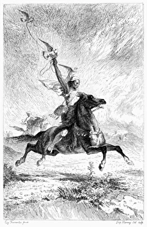 FROMENTIN: FALCONER, 1864. The Arab Falconer. Line engraving after a painting by Eugène FROMENTIN: FALCONER, 1864. The Arab Falconer. Line engraving after a painting by Eugène