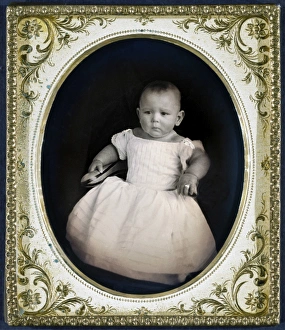 Full-length portrait of an unidentified child. Daguerreotype, c1855, with brass frame Full-length portrait of an unidentified child. Daguerreotype, c1855, with brass frame