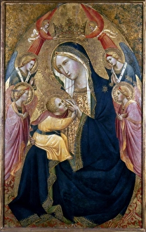 GADDI: MADONNA. Madonna of Humility with Adoring Angels. Panel attributed to Agnolo Gaddi GADDI: MADONNA. Madonna of Humility with Adoring Angels. Panel attributed to Agnolo Gaddi