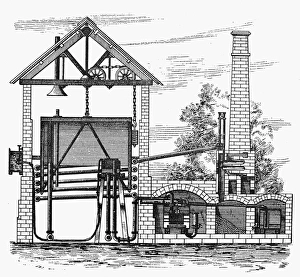 GAS WORKS, 1815. An American coal gas works of 1815. Contemporary wood engraving GAS WORKS, 1815. An American coal gas works of 1815. Contemporary wood engraving
