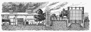 GAS WORKS, 1884. An American coal gas works of 1884. Contemporary wood engraving GAS WORKS, 1884. An American coal gas works of 1884. Contemporary wood engraving