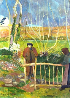 GAUGUIN: BONJOUR, 1889. Bonjour Monsieur Gauguin. Oil on canvas by Paul Gauguin, 1889 GAUGUIN: BONJOUR, 1889. Bonjour Monsieur Gauguin. Oil on canvas by Paul Gauguin, 1889