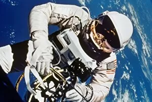 GEMINI 4: SPACEWALK, 1965. Astronaut Edward H. White during spacewalk, 3 June 1965