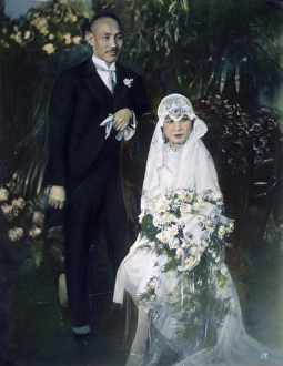 GENERAL CHIANG KAI-SHEK at his wedding to Mei-ling Soong. Oil over a photograph, 1927 GENERAL CHIANG KAI-SHEK at his wedding to Mei-ling Soong. Oil over a photograph, 1927