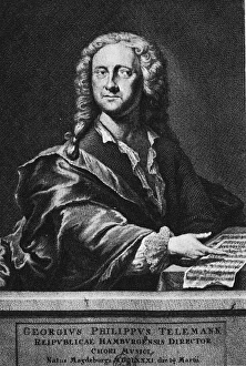 GEORG PHILIPP TELEMANN (1681-1767). German composer. Line engraving, 18th century GEORG PHILIPP TELEMANN (1681-1767). German composer. Line engraving, 18th century