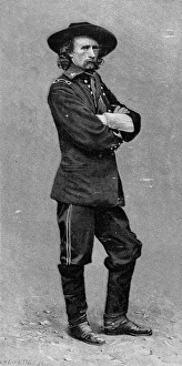 GEORGE CUSTER (1839-1876). American army officer. Wood engraving after a photograph by GEORGE CUSTER (1839-1876). American army officer. Wood engraving after a photograph by