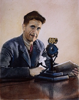 GEORGE ORWELL (1903-1950). English author. Orwell broadcasting over BBC in London GEORGE ORWELL (1903-1950). English author. Orwell broadcasting over BBC in London