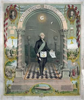 GEORGE WASHINGTON (1732-1799). First President of the United States. Washington as a Freemason in masonic attire