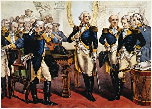 George Washington bids farewell to his generals at Fraunces Tavern in New York City George Washington bids farewell to his generals at Fraunces Tavern in New York City