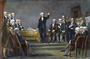 Founding Fathers Gallery: George Washington presiding at the Constitutional Convention at Philadelphia in 1787