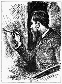 GEORGES SEURAT (1859-1891). French painter. Lithograph, 1890, by Maximilien Luce GEORGES SEURAT (1859-1891). French painter. Lithograph, 1890, by Maximilien Luce