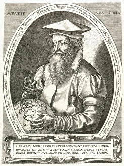 GERARDUS MERCATOR (1512-1594). Flemish geographer. Contemporary copper engraving by GERARDUS MERCATOR (1512-1594). Flemish geographer. Contemporary copper engraving by