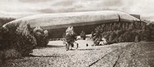 German Zeppelin airship lying helpless in a field near Bourbonne-les-Bains, France, during World War I