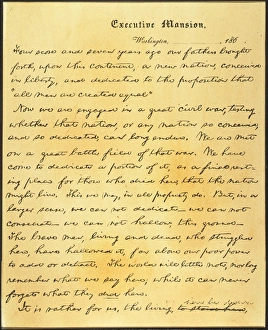 GETTYSBURG ADDRESS. First page of the Nicolay copy