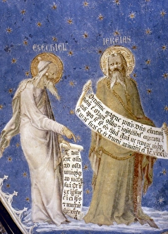 GIOVANETTI: EZEKIEL. Ezekiel and Jeremiah. Fresco, 14th century, by Matteo Giovanetti GIOVANETTI: EZEKIEL. Ezekiel and Jeremiah. Fresco, 14th century, by Matteo Giovanetti