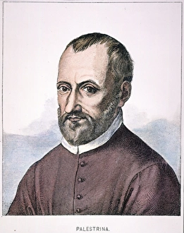 GIOVANNI PALESTRINA (1525-1594). Italian composer: line engraving, 19th century GIOVANNI PALESTRINA (1525-1594). Italian composer: line engraving, 19th century