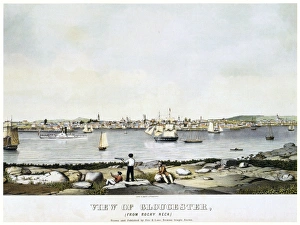 GLOUCESTER, c1845. The harbor of Gloucester, Massachusetts, viewed from Rocky Neck GLOUCESTER, c1845. The harbor of Gloucester, Massachusetts, viewed from Rocky Neck