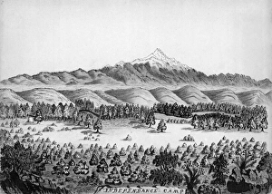 GOLD RUSH, 1859. The campsite near the Rocky Mountains of Colorado, identified GOLD RUSH, 1859. The campsite near the Rocky Mountains of Colorado, identified