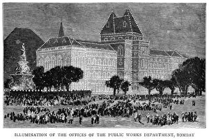 British Monarchy Collection: GOLDEN JUBILEE, 1887. Illumination of the Public Works Department in Bombay, India