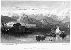 GREECE: CORFU, 1832. View of the Greek island of Corfu, in the Ionian Sea GREECE: CORFU, 1832. View of the Greek island of Corfu, in the Ionian Sea