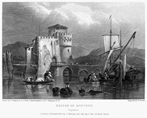 GREECE: NEGROPONT, 1833. View of Negropont, the bridge over the Euripus Strait connecting GREECE: NEGROPONT, 1833. View of Negropont, the bridge over the Euripus Strait connecting