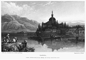 GREECE: YANINA, 1832. View of the city of Yanina, on Lake Pamvotis in Epirus in GREECE: YANINA, 1832. View of the city of Yanina, on Lake Pamvotis in Epirus in