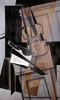 GRIS: THE VIOLIN. oil pn plywood, 1916, by Juan Gris GRIS: THE VIOLIN. oil pn plywood, 1916, by Juan Gris