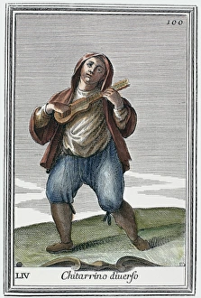 GUITAR, 1723. The Italian guitar. Copper engraving, 1723, by Arnold van Westerhout GUITAR, 1723. The Italian guitar. Copper engraving, 1723, by Arnold van Westerhout