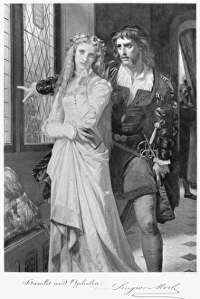 HAMLET AND OPHELIA. Photogravure, 1881, after a painting by Hugues Merle HAMLET AND OPHELIA. Photogravure, 1881, after a painting by Hugues Merle