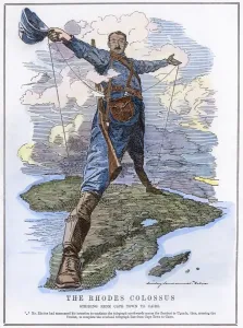 Cecil Rhodes Print: Handcolored engraving of the English administrator