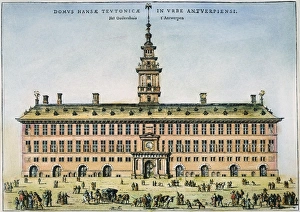 HANSEATIC LEAGUE, ANTWERP. In 1563. Contemporary line engraving HANSEATIC LEAGUE, ANTWERP. In 1563. Contemporary line engraving
