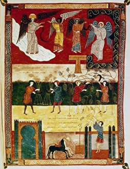 HARVESTING, 975. Harvesting wheat and grapes, and protecting a city HARVESTING, 975. Harvesting wheat and grapes, and protecting a city