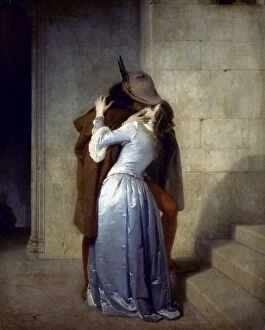 Italian Gallery: HAYEZ: THE KISS. Francesco Hayez (1791-1882): The Kiss. Canvas