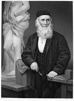 HIRAM POWERS (1805-1873). American sculptor. Steel engraving, American, 1874 HIRAM POWERS (1805-1873). American sculptor. Steel engraving, American, 1874