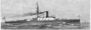 HMS TRAFALGAR, 1887. The HMS Trafalgar, an ironclad battleship in the British Navy HMS TRAFALGAR, 1887. The HMS Trafalgar, an ironclad battleship in the British Navy