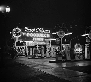 HOLLYWOOD, 1942. A gasoline filling station in Hollywood, California HOLLYWOOD, 1942. A gasoline filling station in Hollywood, California