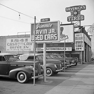HOLLYWOOD, 1942. A used car lot Hollywood, California. Photograph by Russell Lee HOLLYWOOD, 1942. A used car lot Hollywood, California. Photograph by Russell Lee
