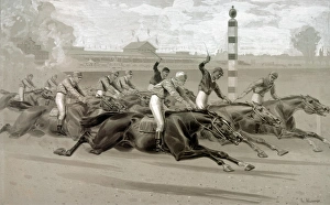 A Hot Race from the Start. Pencil and wash on colored paper by Louis Maurer, 1853-93 A Hot Race from the Start. Pencil and wash on colored paper by Louis Maurer, 1853-93