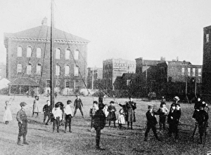 HULL HOUSE: PLAYGROUND. Children playing at a Chicago, Illinois, public playground HULL HOUSE: PLAYGROUND. Children playing at a Chicago, Illinois, public playground